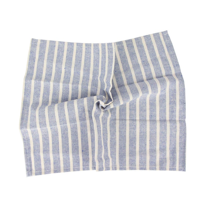 INFEI Broad Striped Cotton Blended Dinner Cloth Napkins - Set of 12 (40 x 30 cm) - for Events & Home Use (Blue) - Image 3